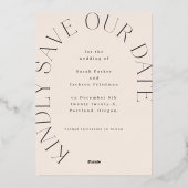 楕円形の写真フォイル付き日付を保存カーブ 箔招待状 (裏面)