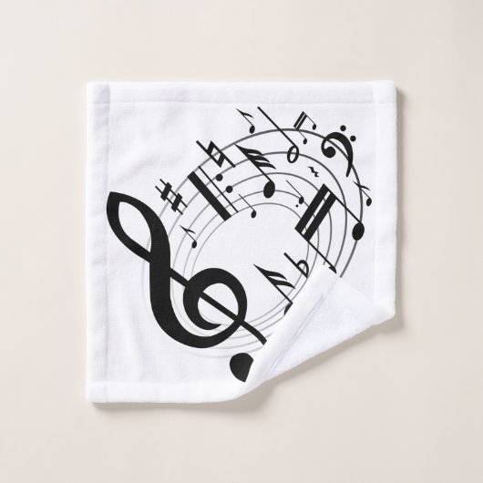 楕円形の形の黒い音符 バスタオルセット (ウォッシュタオル)
