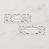 楕円形の枠を持つファンシー水彩羽 スキニー名刺 (正面/裏面)