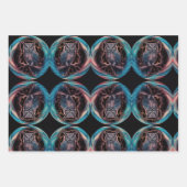 楕円形の枠付きフクロウパーソナライズされたの名前 ラッピングペーパーシート (正面3)