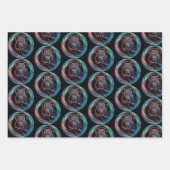 楕円形の枠付きフクロウパーソナライズされたの名前 ラッピングペーパーシート (正面2)