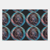 楕円形の枠付きフクロウパーソナライズされたの名前 ラッピングペーパーシート (正面)