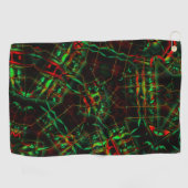 楕円形の破壊、上向きのラインは緑から赤まで派手 ゴルフタオル (横)