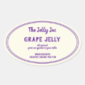楕円形の缶詰グレープゼリーあなたの会社名ラベル 楕円形シール (正面)