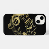 楕円形の金の音符 iPhoneケース (裏面横)