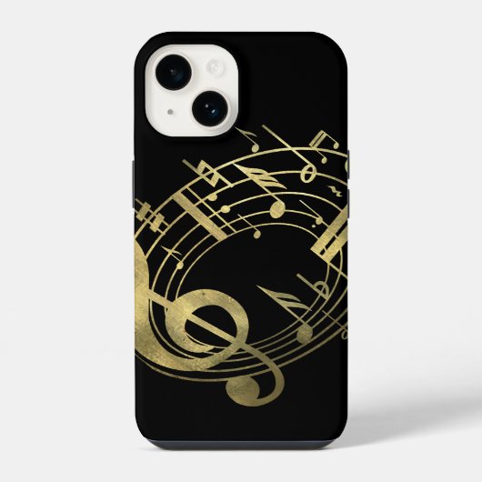 楕円形の金の音符 iPhoneケース (裏面)