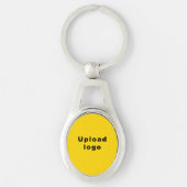楕円形の金属に黄色の背景を持つビジネスロゴ キーホルダー (正面)