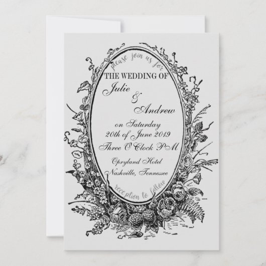 楕円形の鏡の結婚式招待状 招待状 (正面)