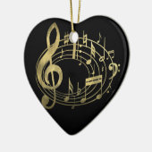楕円形の黄金の音符 セラミックオーナメント (左)