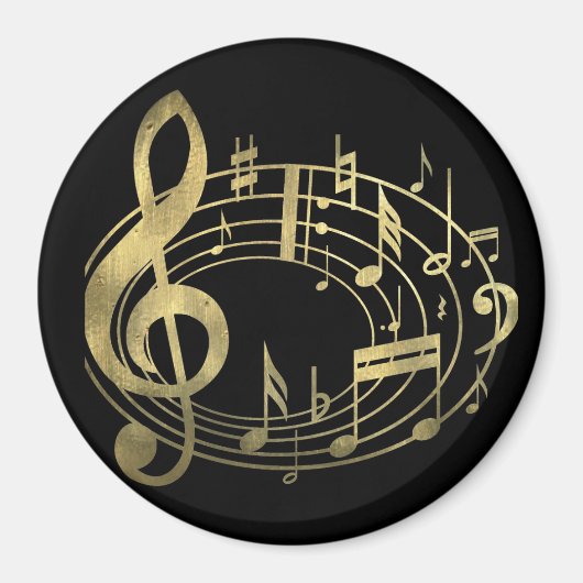 楕円形の黄金の音符 マグネット (正面)