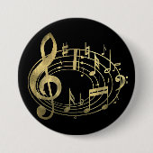 楕円形の黄金の音符 缶バッジ (正面)