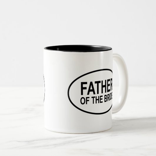 楕円形を結婚している花嫁の父 ツートーンマグカップ (正面右)