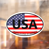 楕円形アメリカ国旗のアメリカ国別車 ウィンドウサイン (シート2)