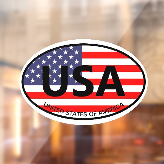 楕円形アメリカ国旗のアメリカ国別車 ウィンドウサイン (シート2)