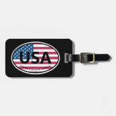 楕円形アメリカ国旗USAカントリーコードロゴ旅行 ラゲッジタグ (正面横)