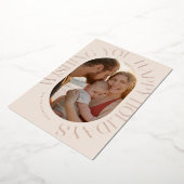 楕円形エレガントの写真の囲まれた歓迎メッセージ 箔シーズンカード (回転した状態)