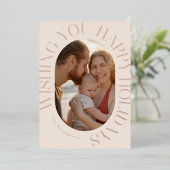 楕円形エレガントの写真の囲まれた歓迎メッセージ 箔シーズンカード (立ち正面)