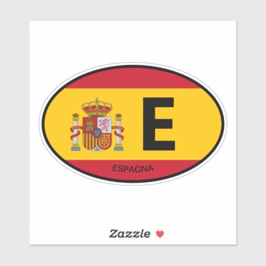 楕円形スペイン国旗の国コードのビニールカーのシール シール (シート)