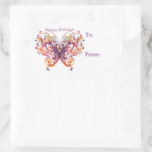 楕円形バタフライ誕生日ギフトラベルシール 楕円形シール (バッグ)