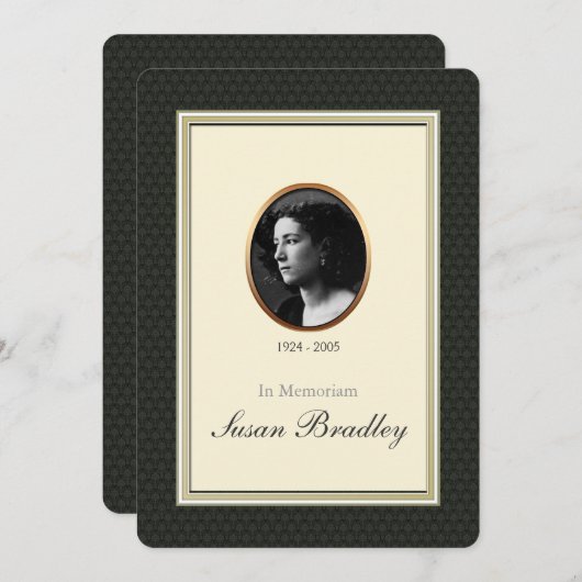 楕円形フォトエリア3葬儀伝統的告知 招待状 (正面/裏面)