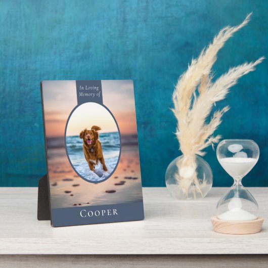 楕円形フォトビーチドッグメモリアル記念 フォトプラーク (側面)