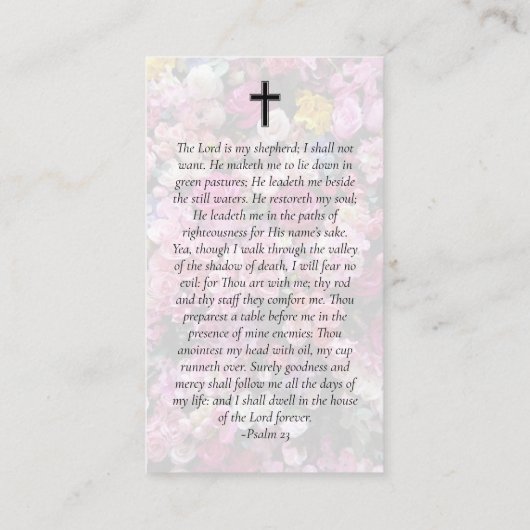 楕円形フォトフローラメモリアル祈りの言葉カード コーリングカード (裏面)