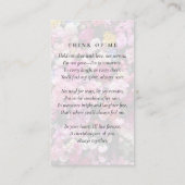 楕円形フォトフローラメモリアル祈りの言葉カード コーリングカード (裏面)