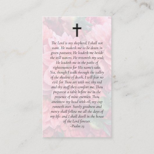 楕円形フォトフローラメモリアル祈りの言葉カード コーリングカード (裏面)