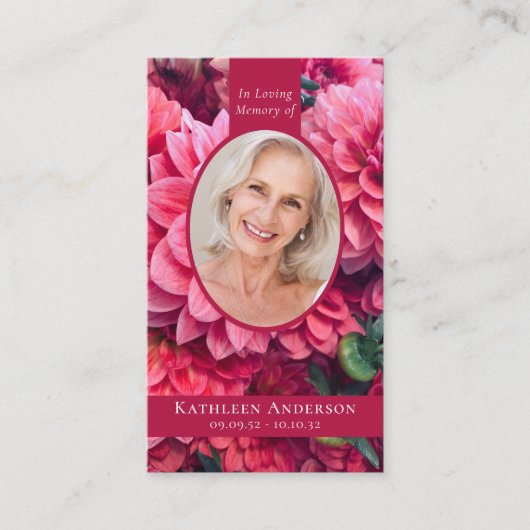 楕円形フォトフローラメモリアル祈りの言葉カード コーリングカード (正面)