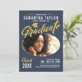 楕円形フォト卒業金ゴールドアーチID896 招待状 (スタンド正面)