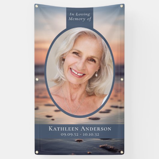 楕円形フォト海メモリアル墓表紙 横断幕 (縦)