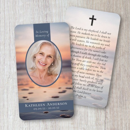 楕円形フォト海メモリアル祈りの言葉カード コーリングカード