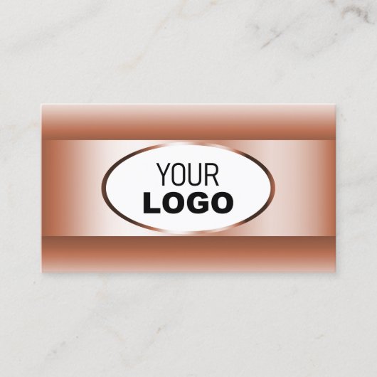 楕円形フレームロゴ付き白い珊瑚色のグラデーション 名刺 (正面)