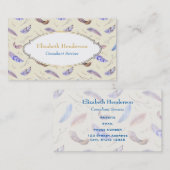 楕円形フレーム付きファンシー水彩羽 名刺 (正面/裏面)