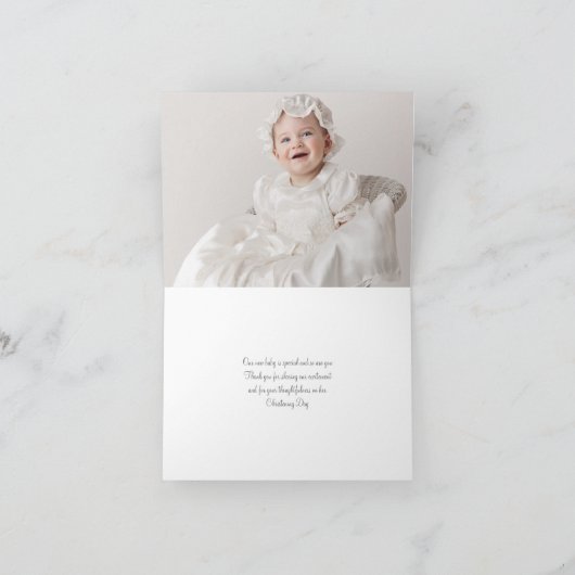 楕円形フレーム-調整の写真Notecardの十字 サンキューカード (内部)