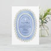 楕円形ブルーフレームバプテスマ 招待状 (スタンド正面)