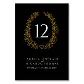 楕円形リース葉金ゴールド白結婚黒 テーブルナンバー (裏面)
