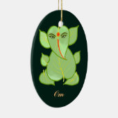 楕円形Omの緑はGanpatiのオーナメントを残します セラミックオーナメント (右)
