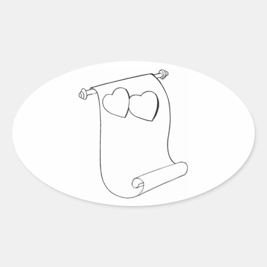 楕円結婚式の引き出物シールハートラブスクロール 楕円形シール (正面)