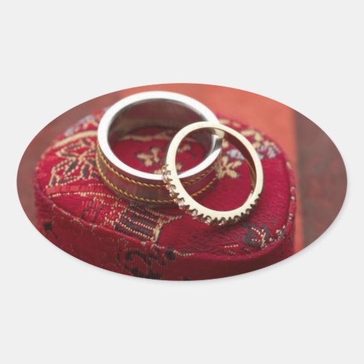 楕円結婚式の引き出物シ結婚ールのリングや輪収納ボックス 楕円形シール (正面)