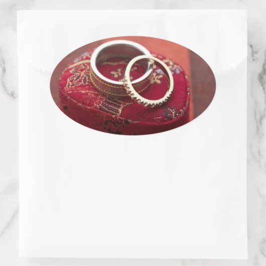 楕円結婚式の引き出物シ結婚ールのリングや輪収納ボックス 楕円形シール (バッグ)