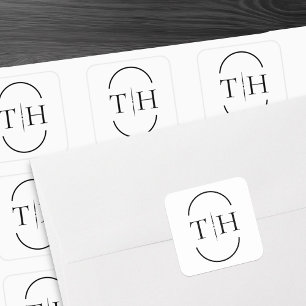 楕円結婚枠の白のモノグラム スクエアシール