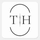 楕円結婚枠の白のモノグラム スクエアシール (正面)