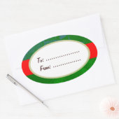 楕円金ゴールドラベルレッドリボンカスタムラベルホリデーギフト 楕円形シール (封筒)