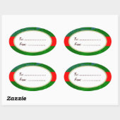 楕円金ゴールドラベルレッドリボンカスタムラベルホリデーギフト 楕円形シール (シート)