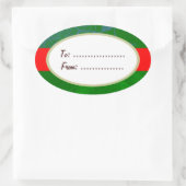 楕円金ゴールドラベルレッドリボンカスタムラベルホリデーギフト 楕円形シール (バッグ)