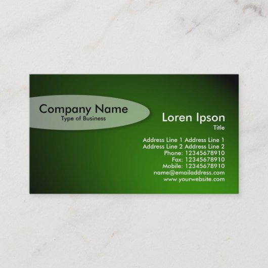 楕円 – スポットライト付き緑 名刺 (正面)