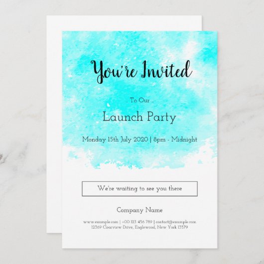 業務の立ち上げパーティの招待状テンプレート 招待状 (正面/裏面)