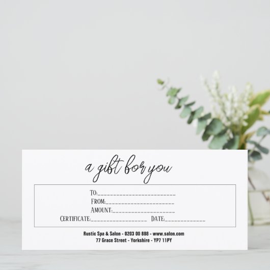 業務エレガント用手書きギフト証明書 (スタンド正面)