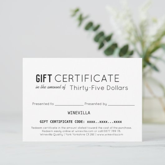 業務エレガント用顧客カスタムギフト証明書 (スタンド正面)